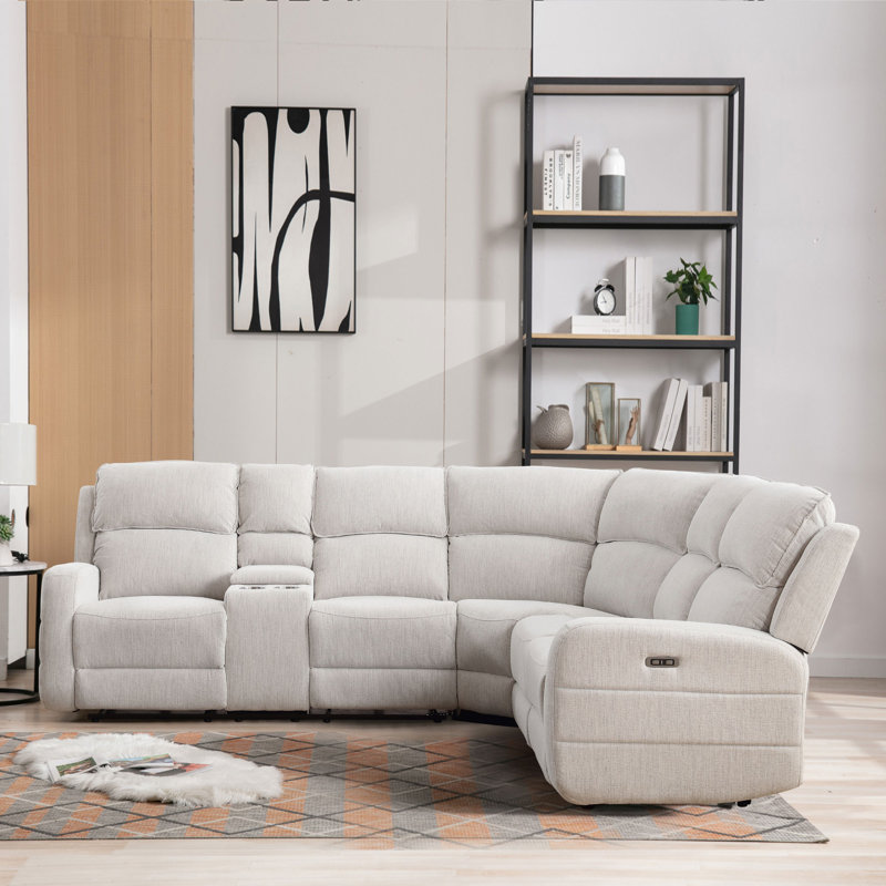 Ebern Designs Ibach 3 Piece Modern and Overstuffed Soft Power Reclining Sectional with Cupholders and Storage Reviews Wayfair